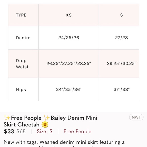 NWOT Free People Printed Bailey Frayed Denim Skirt - Picture 9 of 9